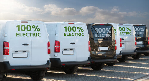 Electric,vans,parked,in,a,row